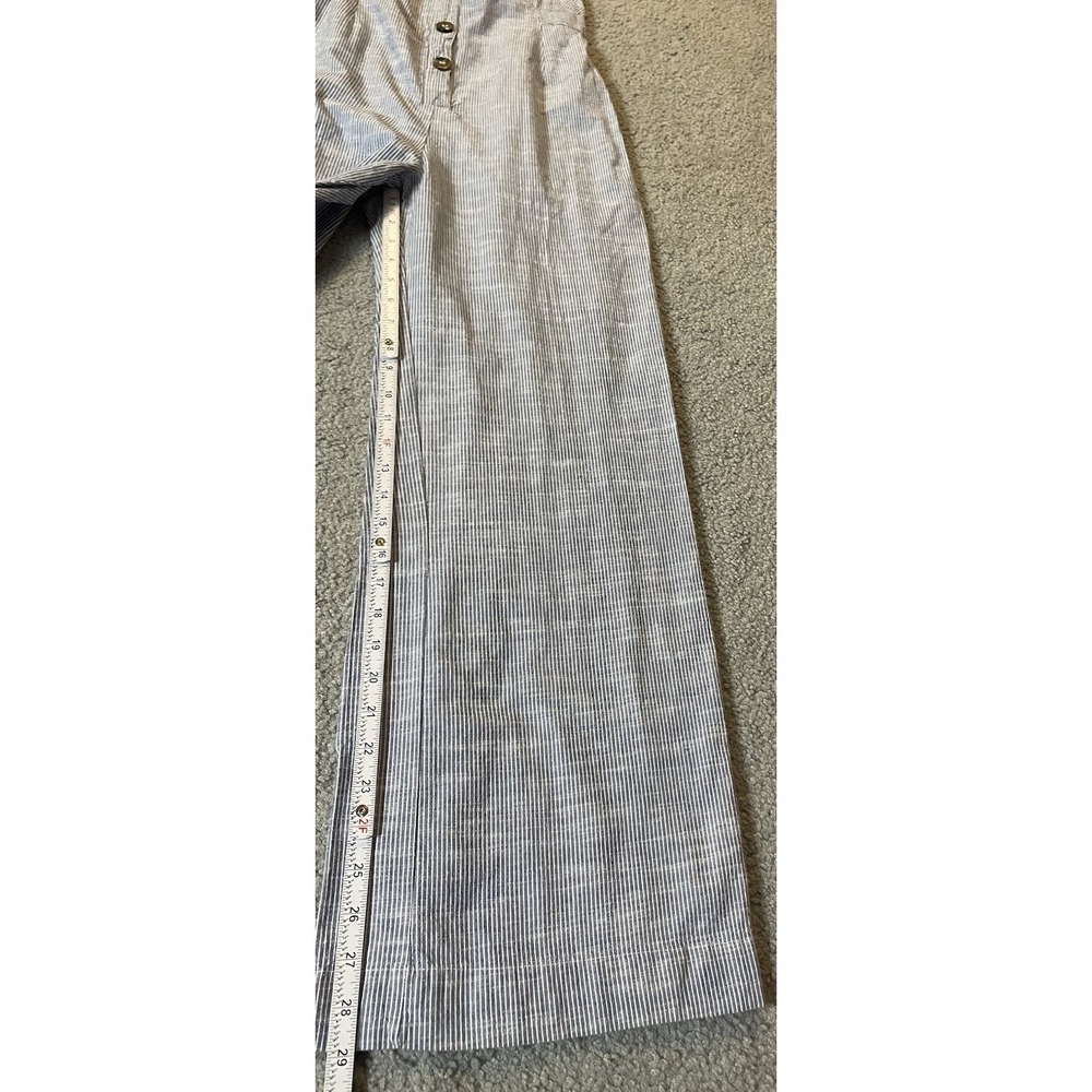 Japna Striped Wide Leg Overalls Jumpsuit M White Blue Strappy Back Beach Modern - Picture 9 of 14